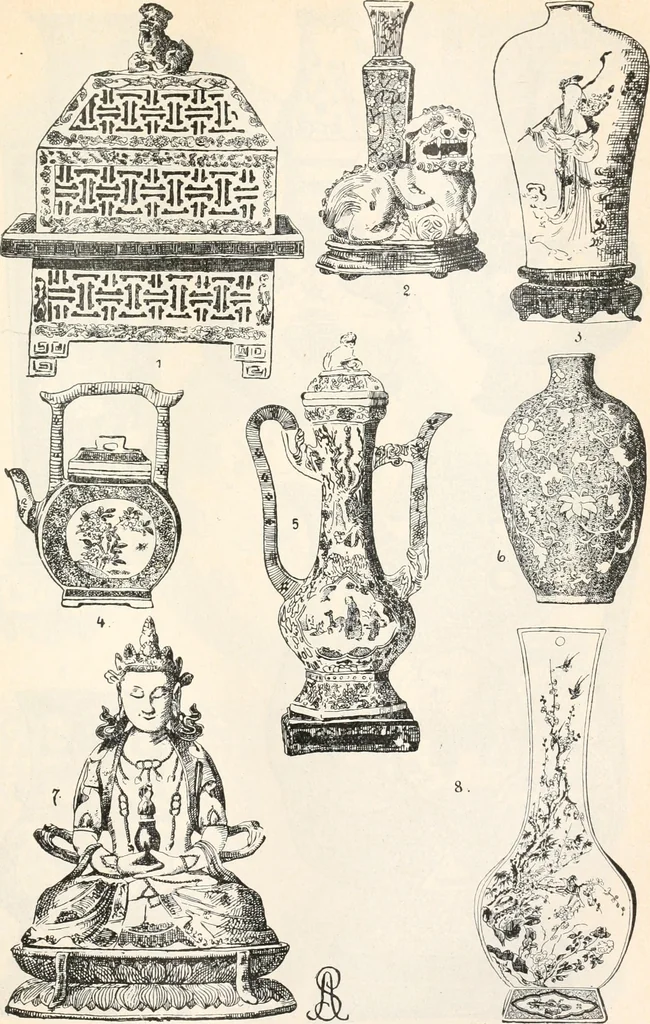 An illustration from Styles of ornament, exhibited in designs, and arranged in historical order, with descriptive text. A handbook for architects, designers, painters, sculptors, wood-carvers, chasers, modellers, cabinet-makers and artistic locksmiths as well as also for technical schools, libraries and private study, 1910, leaf 330
