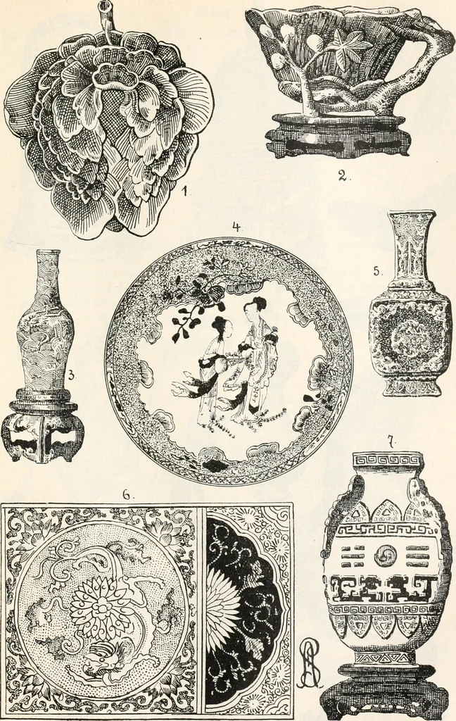An illustration from Styles of ornament, exhibited in designs, and arranged in historical order, with descriptive text. A handbook for architects, designers, painters, sculptors, wood-carvers, chasers, modellers, cabinet-makers and artistic locksmiths as well as also for technical schools, libraries and private study, 1910, leaf 332