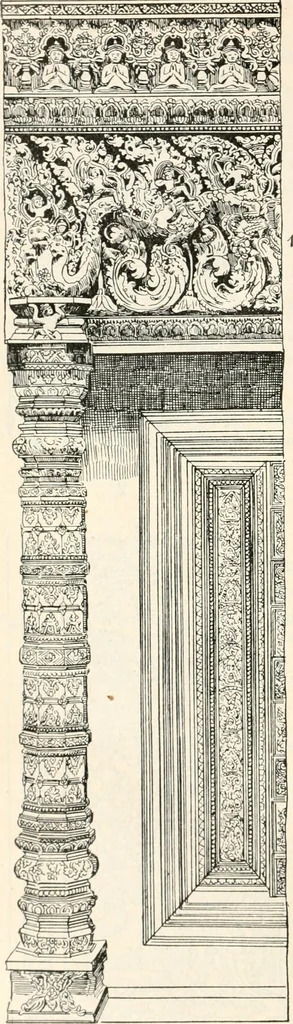 An illustration from Styles of ornament, exhibited in designs, and arranged in historical order, with descriptive text. A handbook for architects, designers, painters, sculptors, wood-carvers, chasers, modellers, cabinet-makers and artistic locksmiths as well as also for technical schools, libraries and private study, 1910, leaf 337