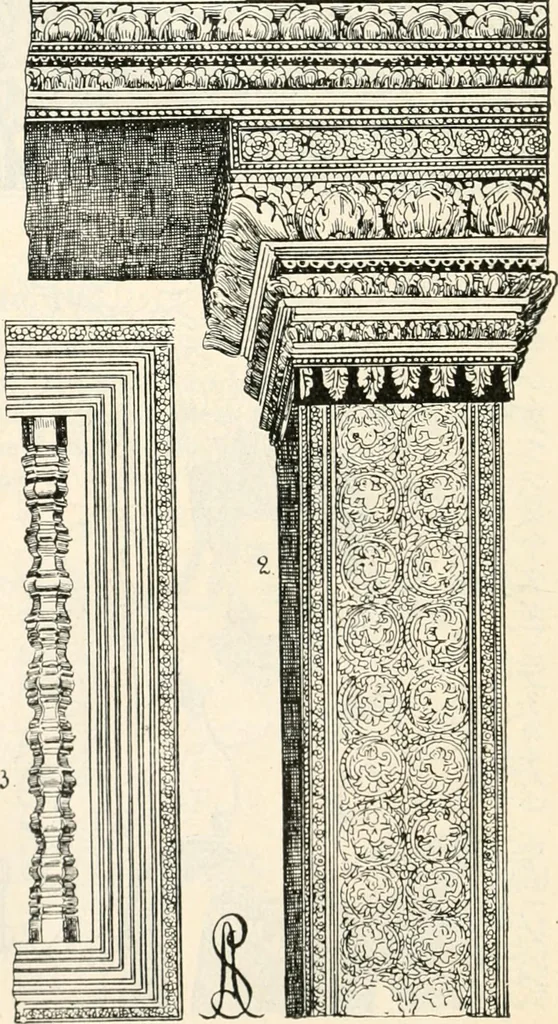 An illustration from Styles of ornament, exhibited in designs, and arranged in historical order, with descriptive text. A handbook for architects, designers, painters, sculptors, wood-carvers, chasers, modellers, cabinet-makers and artistic locksmiths as well as also for technical schools, libraries and private study, 1910, leaf 337