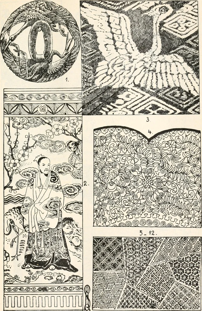 An illustration from Styles of ornament, exhibited in designs, and arranged in historical order, with descriptive text. A handbook for architects, designers, painters, sculptors, wood-carvers, chasers, modellers, cabinet-makers and artistic locksmiths as well as also for technical schools, libraries and private study, 1910, leaf 342