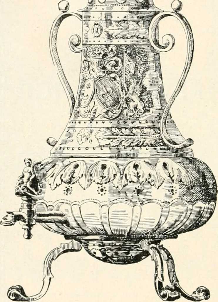 An illustration from Styles of ornament, exhibited in designs, and arranged in historical order, with descriptive text. A handbook for architects, designers, painters, sculptors, wood-carvers, chasers, modellers, cabinet-makers and artistic locksmiths as well as also for technical schools, libraries and private study, 1910, leaf 349