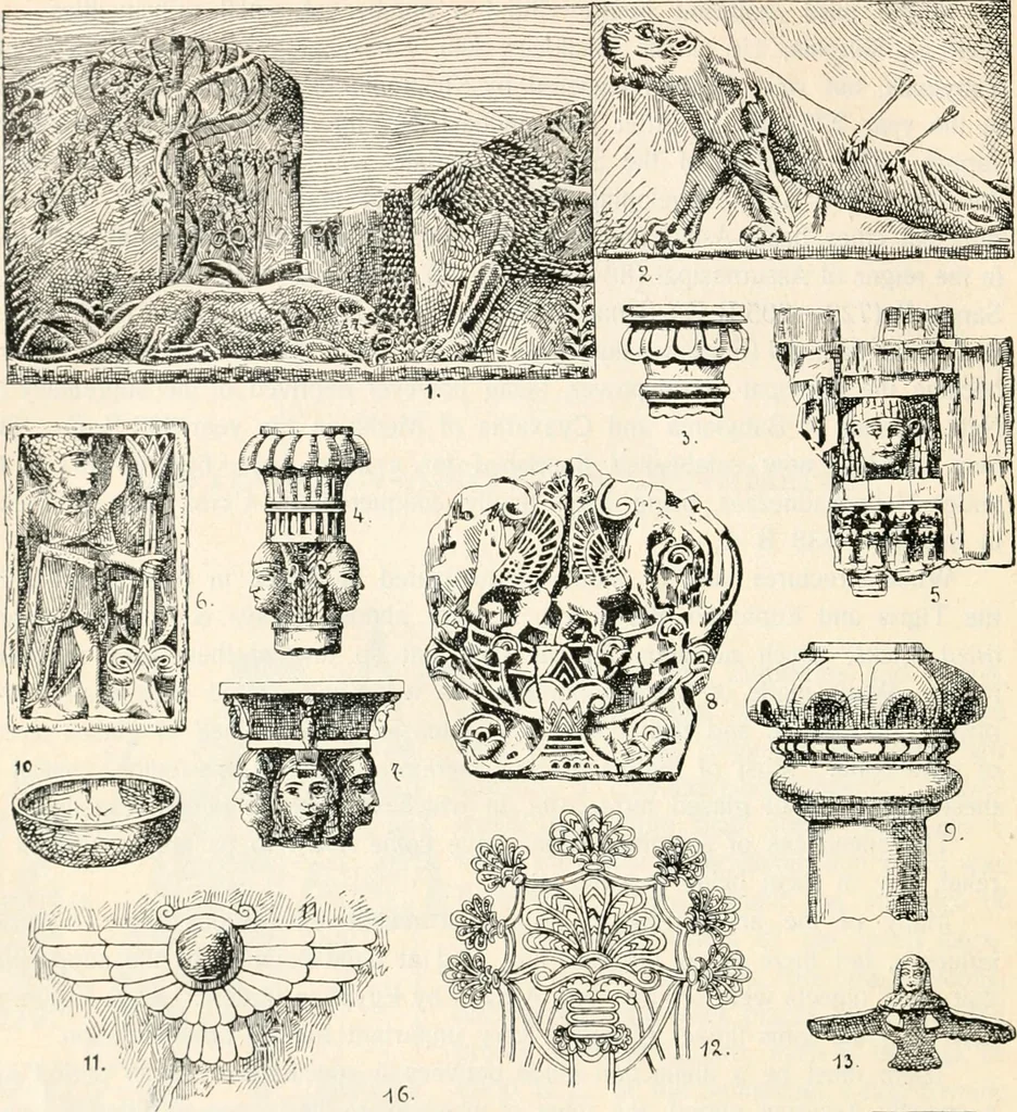 An illustration from Styles of ornament, exhibited in designs, and arranged in historical order, with descriptive text. A handbook for architects, designers, painters, sculptors, wood-carvers, chasers, modellers, cabinet-makers and artistic locksmiths as well as also for technical schools, libraries and private study, 1910, leaf 35