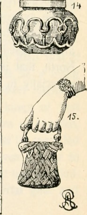An illustration from Styles of ornament, exhibited in designs, and arranged in historical order, with descriptive text. A handbook for architects, designers, painters, sculptors, wood-carvers, chasers, modellers, cabinet-makers and artistic locksmiths as well as also for technical schools, libraries and private study, 1910, leaf 35