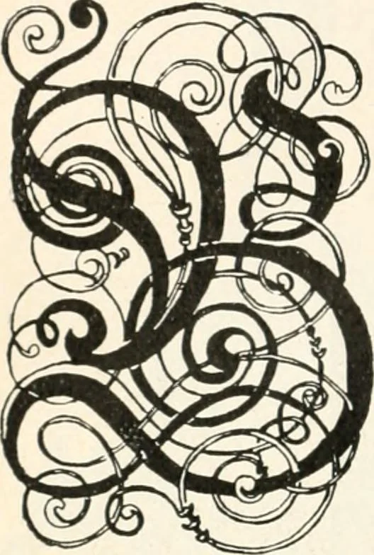 An illustration from Styles of ornament, exhibited in designs, and arranged in historical order, with descriptive text. A handbook for architects, designers, painters, sculptors, wood-carvers, chasers, modellers, cabinet-makers and artistic locksmiths as well as also for technical schools, libraries and private study, 1910, leaf 399