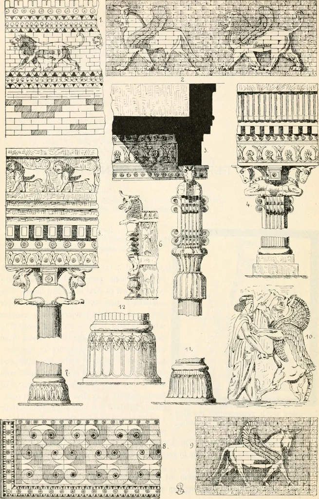 An illustration from Styles of ornament, exhibited in designs, and arranged in historical order, with descriptive text. A handbook for architects, designers, painters, sculptors, wood-carvers, chasers, modellers, cabinet-makers and artistic locksmiths as well as also for technical schools, libraries and private study, 1910, leaf 41