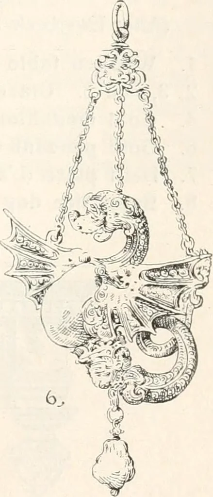 An illustration from Styles of ornament, exhibited in designs, and arranged in historical order, with descriptive text. A handbook for architects, designers, painters, sculptors, wood-carvers, chasers, modellers, cabinet-makers and artistic locksmiths as well as also for technical schools, libraries and private study, 1910, leaf 428