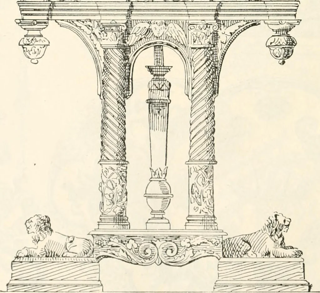 An illustration from Styles of ornament, exhibited in designs, and arranged in historical order, with descriptive text. A handbook for architects, designers, painters, sculptors, wood-carvers, chasers, modellers, cabinet-makers and artistic locksmiths as well as also for technical schools, libraries and private study, 1910, leaf 429