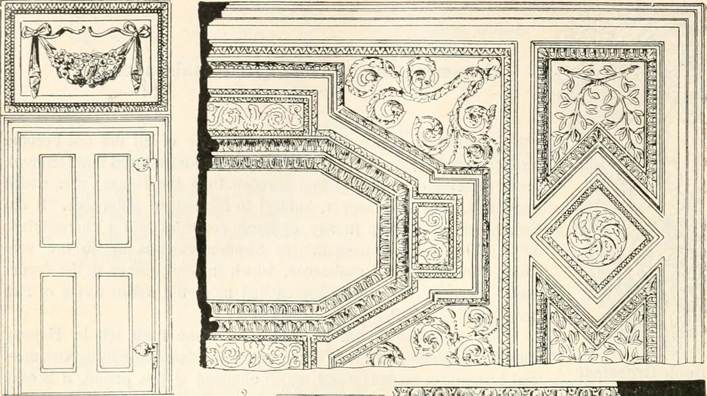 An illustration from Styles of ornament, exhibited in designs, and arranged in historical order, with descriptive text. A handbook for architects, designers, painters, sculptors, wood-carvers, chasers, modellers, cabinet-makers and artistic locksmiths as well as also for technical schools, libraries and private study, 1910, leaf 431
