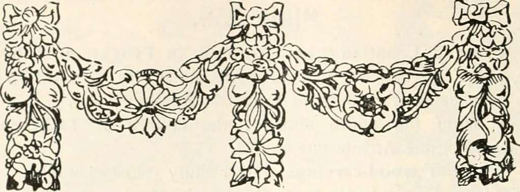 An illustration from Styles of ornament, exhibited in designs, and arranged in historical order, with descriptive text. A handbook for architects, designers, painters, sculptors, wood-carvers, chasers, modellers, cabinet-makers and artistic locksmiths as well as also for technical schools, libraries and private study, 1910, leaf 439