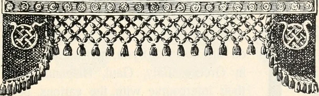 An illustration from Styles of ornament, exhibited in designs, and arranged in historical order, with descriptive text. A handbook for architects, designers, painters, sculptors, wood-carvers, chasers, modellers, cabinet-makers and artistic locksmiths as well as also for technical schools, libraries and private study, 1910, leaf 44