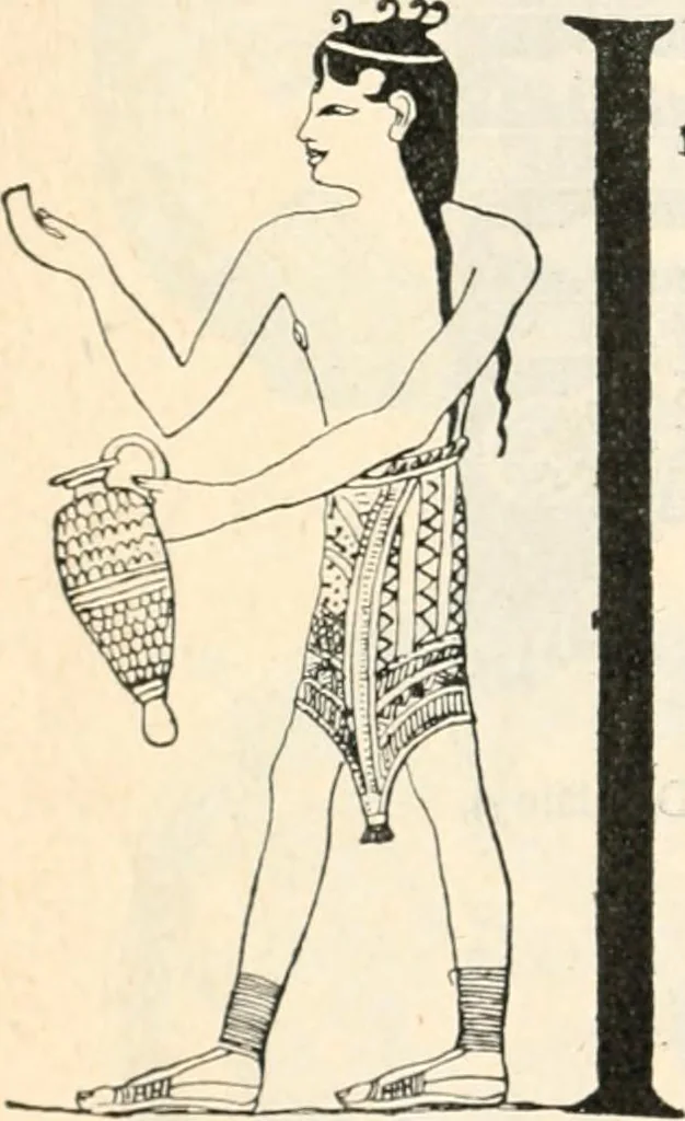 An illustration from Styles of ornament, exhibited in designs, and arranged in historical order, with descriptive text. A handbook for architects, designers, painters, sculptors, wood-carvers, chasers, modellers, cabinet-makers and artistic locksmiths as well as also for technical schools, libraries and private study, 1910, leaf 45