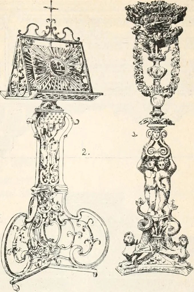 An illustration from Styles of ornament, exhibited in designs, and arranged in historical order, with descriptive text. A handbook for architects, designers, painters, sculptors, wood-carvers, chasers, modellers, cabinet-makers and artistic locksmiths as well as also for technical schools, libraries and private study, 1910, leaf 472