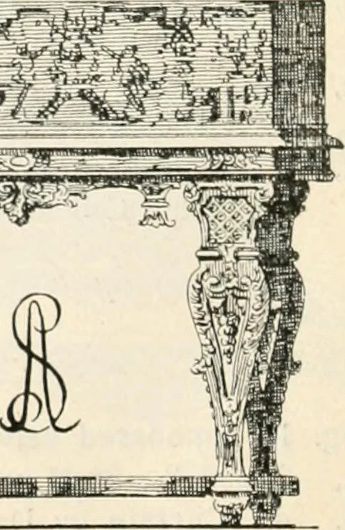 An illustration from Styles of ornament, exhibited in designs, and arranged in historical order, with descriptive text. A handbook for architects, designers, painters, sculptors, wood-carvers, chasers, modellers, cabinet-makers and artistic locksmiths as well as also for technical schools, libraries and private study, 1910, leaf 475