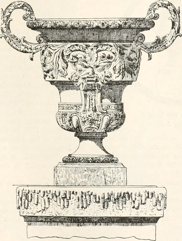 An illustration from Styles of ornament, exhibited in designs, and arranged in historical order, with descriptive text. A handbook for architects, designers, painters, sculptors, wood-carvers, chasers, modellers, cabinet-makers and artistic locksmiths as well as also for technical schools, libraries and private study, 1910, leaf 478
