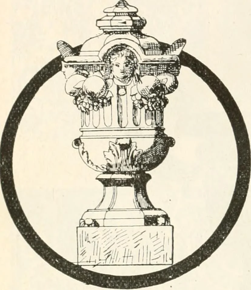 An illustration from Styles of ornament, exhibited in designs, and arranged in historical order, with descriptive text. A handbook for architects, designers, painters, sculptors, wood-carvers, chasers, modellers, cabinet-makers and artistic locksmiths as well as also for technical schools, libraries and private study, 1910, leaf 479