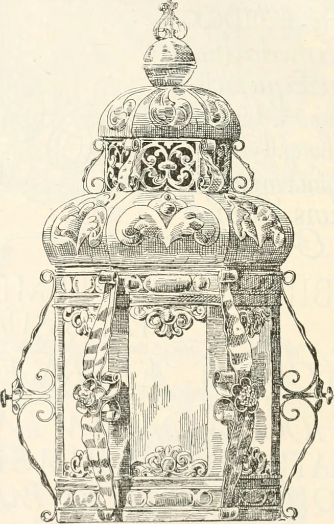 An illustration from Styles of ornament, exhibited in designs, and arranged in historical order, with descriptive text. A handbook for architects, designers, painters, sculptors, wood-carvers, chasers, modellers, cabinet-makers and artistic locksmiths as well as also for technical schools, libraries and private study, 1910, leaf 491
