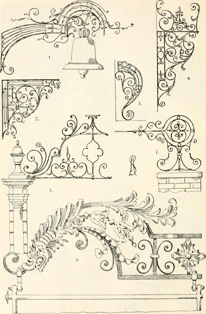 An illustration from Styles of ornament, exhibited in designs, and arranged in historical order, with descriptive text. A handbook for architects, designers, painters, sculptors, wood-carvers, chasers, modellers, cabinet-makers and artistic locksmiths as well as also for technical schools, libraries and private study, 1910, leaf 507
