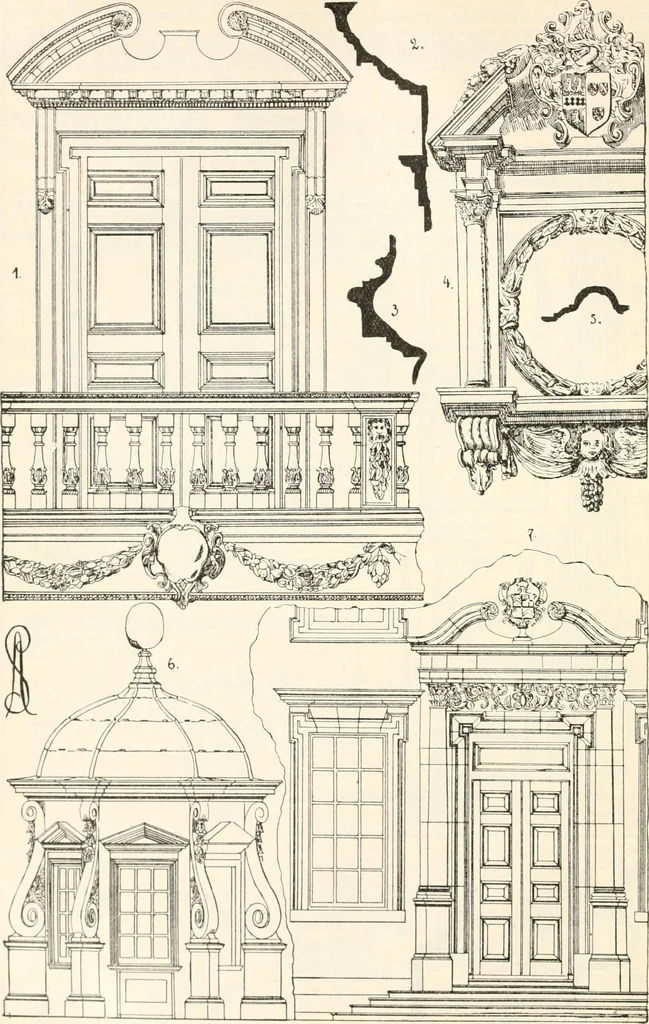 An illustration from Styles of ornament, exhibited in designs, and arranged in historical order, with descriptive text. A handbook for architects, designers, painters, sculptors, wood-carvers, chasers, modellers, cabinet-makers and artistic locksmiths as well as also for technical schools, libraries and private study, 1910, leaf 511