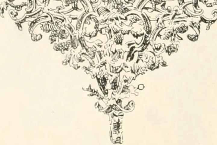 An illustration from Styles of ornament, exhibited in designs, and arranged in historical order, with descriptive text. A handbook for architects, designers, painters, sculptors, wood-carvers, chasers, modellers, cabinet-makers and artistic locksmiths as well as also for technical schools, libraries and private study, 1910, leaf 517