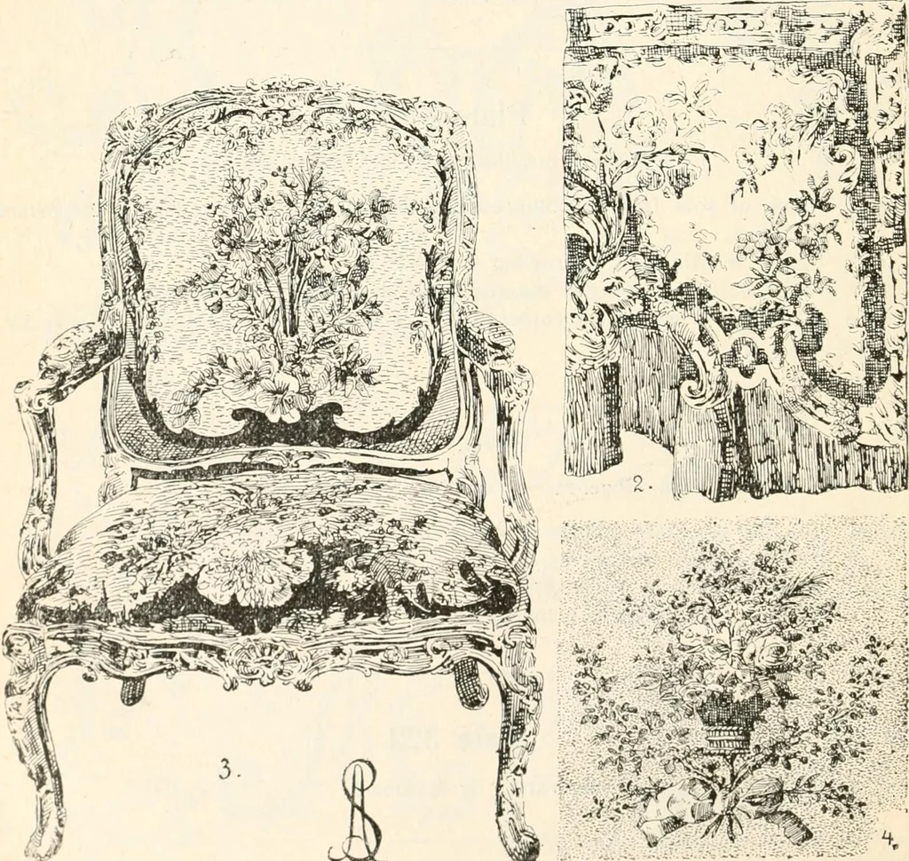 An illustration from Styles of ornament, exhibited in designs, and arranged in historical order, with descriptive text. A handbook for architects, designers, painters, sculptors, wood-carvers, chasers, modellers, cabinet-makers and artistic locksmiths as well as also for technical schools, libraries and private study, 1910, leaf 527