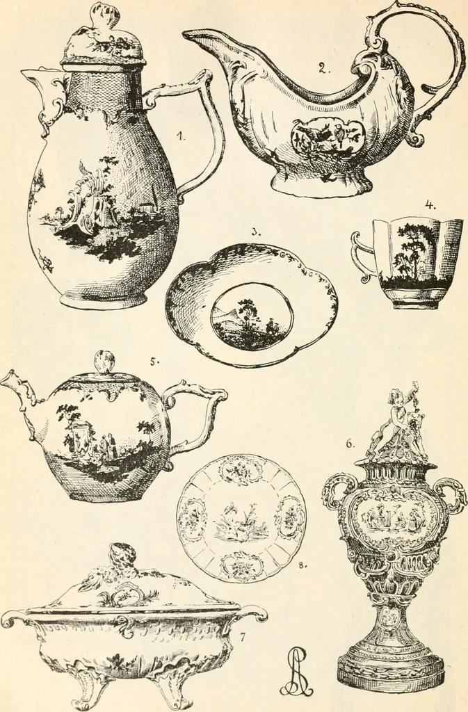 An illustration from Styles of ornament, exhibited in designs, and arranged in historical order, with descriptive text. A handbook for architects, designers, painters, sculptors, wood-carvers, chasers, modellers, cabinet-makers and artistic locksmiths as well as also for technical schools, libraries and private study, 1910, leaf 537