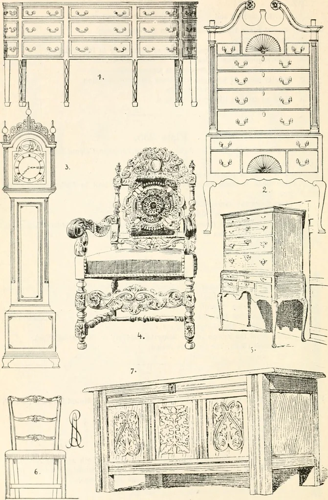 An illustration from Styles of ornament, exhibited in designs, and arranged in historical order, with descriptive text. A handbook for architects, designers, painters, sculptors, wood-carvers, chasers, modellers, cabinet-makers and artistic locksmiths as well as also for technical schools, libraries and private study, 1910, leaf 549