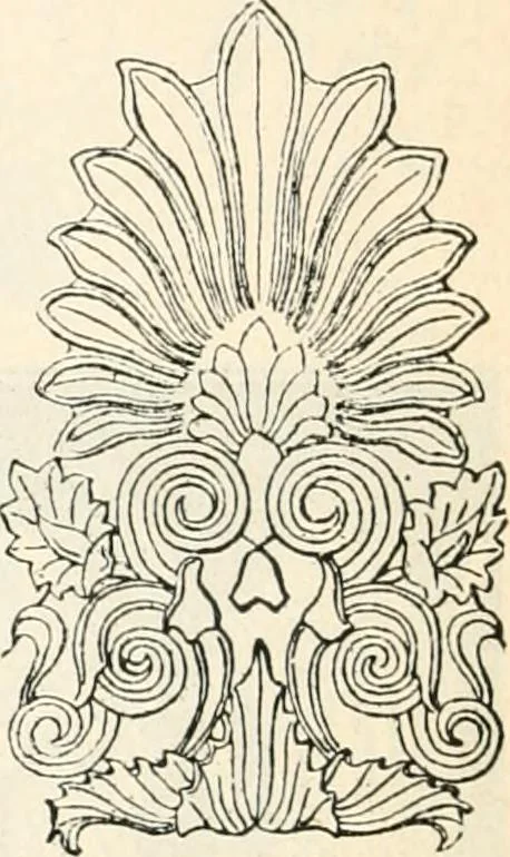 An illustration from Styles of ornament, exhibited in designs, and arranged in historical order, with descriptive text. A handbook for architects, designers, painters, sculptors, wood-carvers, chasers, modellers, cabinet-makers and artistic locksmiths as well as also for technical schools, libraries and private study, 1910, leaf 55