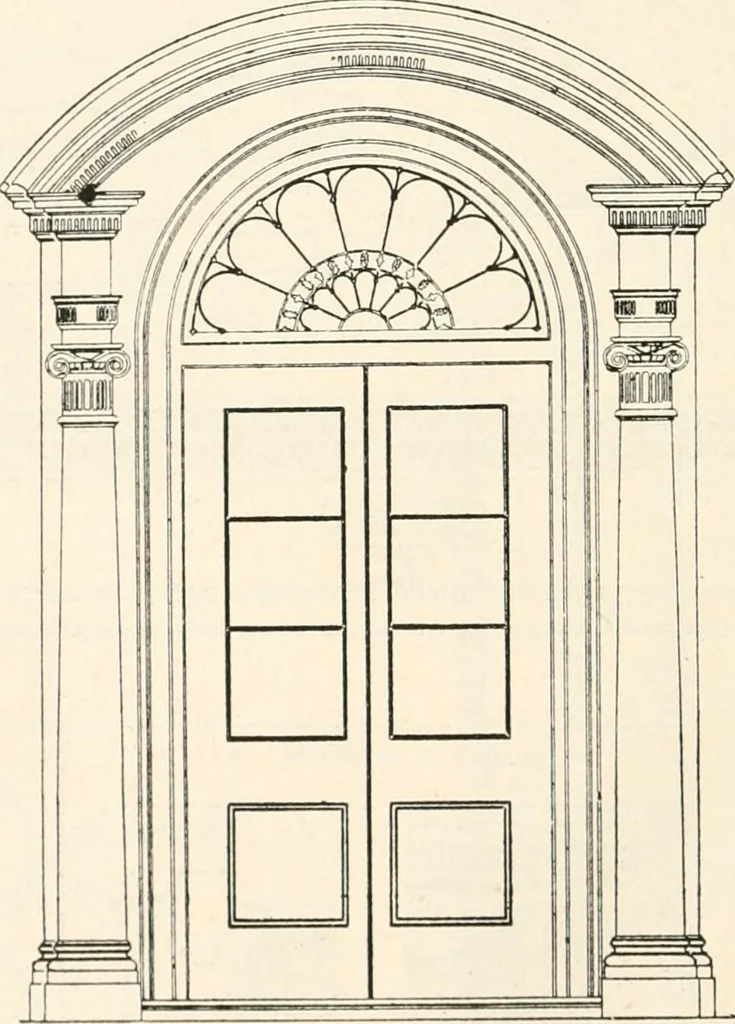 An illustration from Styles of ornament, exhibited in designs, and arranged in historical order, with descriptive text. A handbook for architects, designers, painters, sculptors, wood-carvers, chasers, modellers, cabinet-makers and artistic locksmiths as well as also for technical schools, libraries and private study, 1910, leaf 553