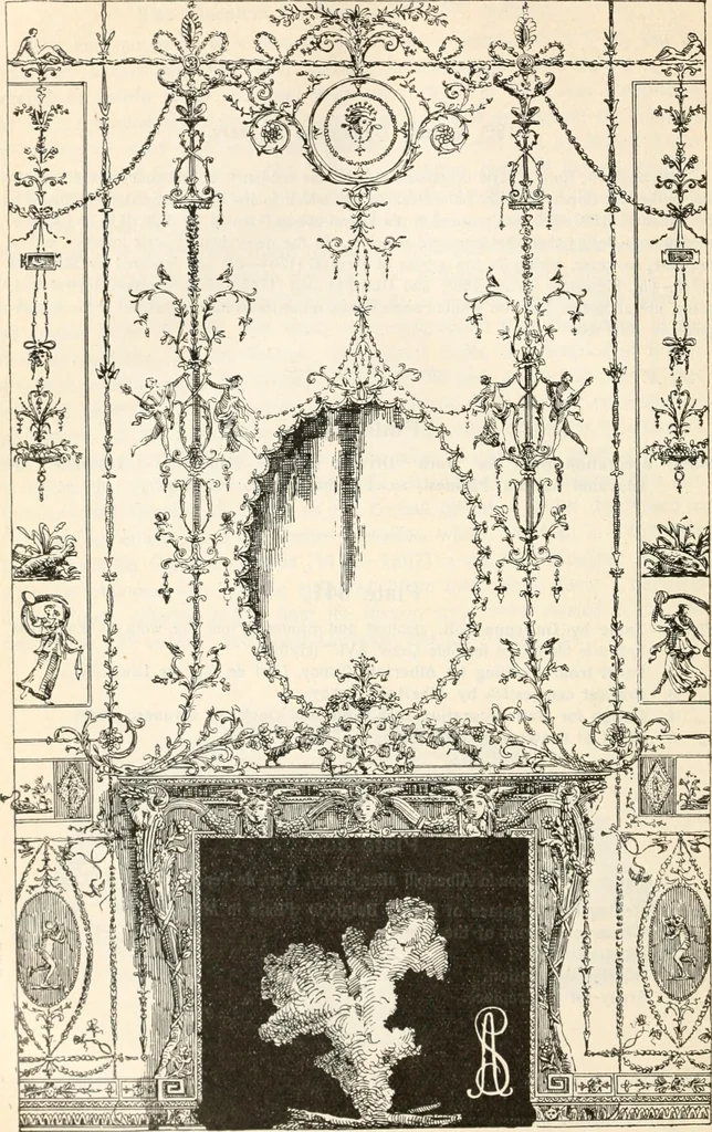 An illustration from Styles of ornament, exhibited in designs, and arranged in historical order, with descriptive text. A handbook for architects, designers, painters, sculptors, wood-carvers, chasers, modellers, cabinet-makers and artistic locksmiths as well as also for technical schools, libraries and private study, 1910, leaf 557