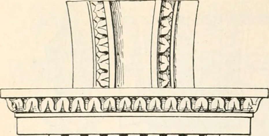 An illustration from Styles of ornament, exhibited in designs, and arranged in historical order, with descriptive text. A handbook for architects, designers, painters, sculptors, wood-carvers, chasers, modellers, cabinet-makers and artistic locksmiths as well as also for technical schools, libraries and private study, 1910, leaf 581