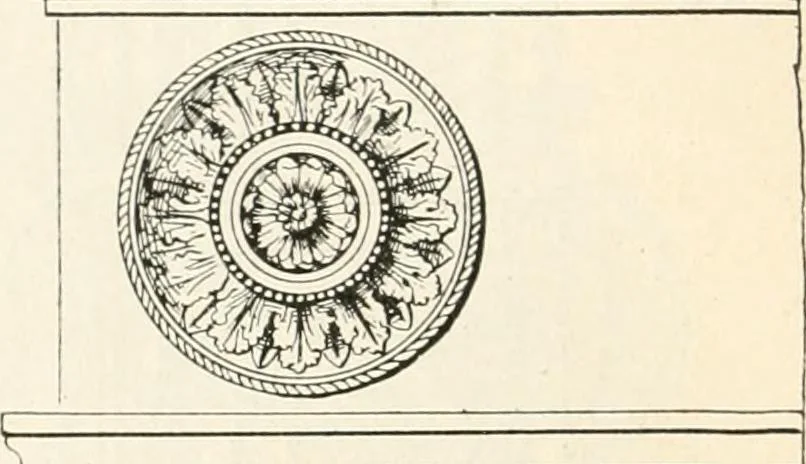 An illustration from Styles of ornament, exhibited in designs, and arranged in historical order, with descriptive text. A handbook for architects, designers, painters, sculptors, wood-carvers, chasers, modellers, cabinet-makers and artistic locksmiths as well as also for technical schools, libraries and private study, 1910, leaf 581