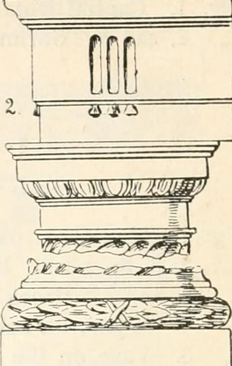 An illustration from Styles of ornament, exhibited in designs, and arranged in historical order, with descriptive text. A handbook for architects, designers, painters, sculptors, wood-carvers, chasers, modellers, cabinet-makers and artistic locksmiths as well as also for technical schools, libraries and private study, 1910, leaf 585