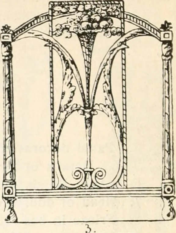 An illustration from Styles of ornament, exhibited in designs, and arranged in historical order, with descriptive text. A handbook for architects, designers, painters, sculptors, wood-carvers, chasers, modellers, cabinet-makers and artistic locksmiths as well as also for technical schools, libraries and private study, 1910, leaf 597