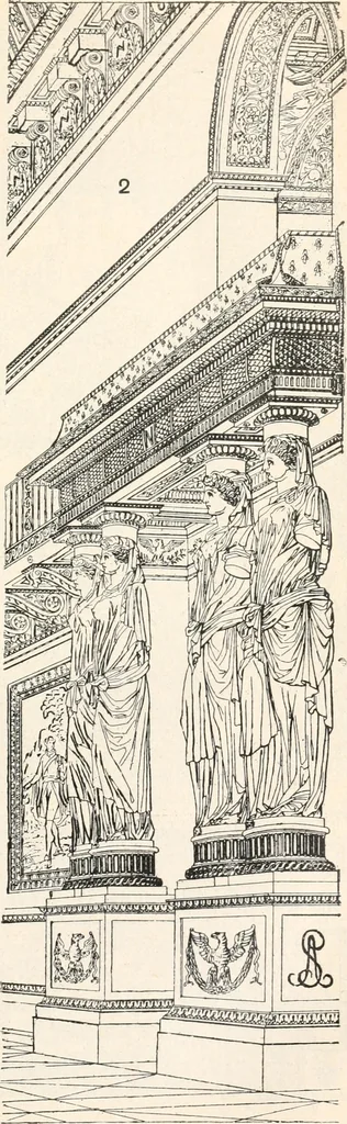 An illustration from Styles of ornament, exhibited in designs, and arranged in historical order, with descriptive text. A handbook for architects, designers, painters, sculptors, wood-carvers, chasers, modellers, cabinet-makers and artistic locksmiths as well as also for technical schools, libraries and private study, 1910, leaf 606