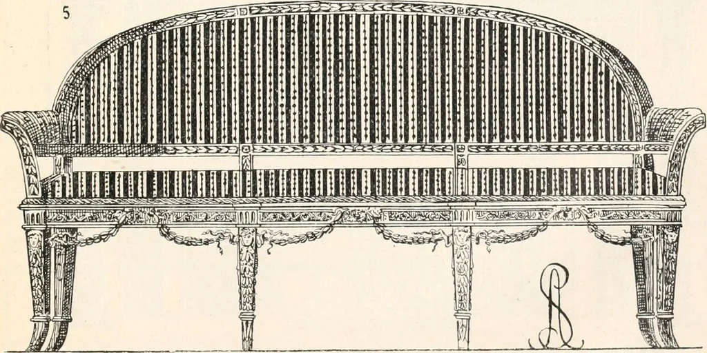 An illustration from Styles of ornament, exhibited in designs, and arranged in historical order, with descriptive text. A handbook for architects, designers, painters, sculptors, wood-carvers, chasers, modellers, cabinet-makers and artistic locksmiths as well as also for technical schools, libraries and private study, 1910, leaf 618