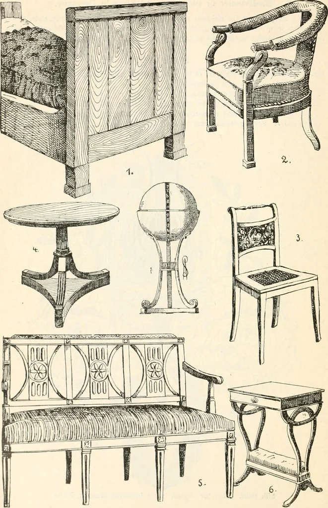 An illustration from Styles of ornament, exhibited in designs, and arranged in historical order, with descriptive text. A handbook for architects, designers, painters, sculptors, wood-carvers, chasers, modellers, cabinet-makers and artistic locksmiths as well as also for technical schools, libraries and private study, 1910, leaf 629