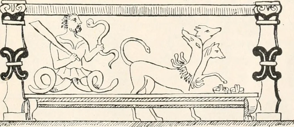 An illustration from Styles of ornament, exhibited in designs, and arranged in historical order, with descriptive text. A handbook for architects, designers, painters, sculptors, wood-carvers, chasers, modellers, cabinet-makers and artistic locksmiths as well as also for technical schools, libraries and private study, 1910, leaf 80