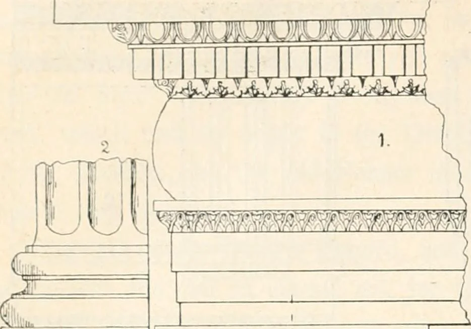 An illustration from Styles of ornament, exhibited in designs, and arranged in historical order, with descriptive text. A handbook for architects, designers, painters, sculptors, wood-carvers, chasers, modellers, cabinet-makers and artistic locksmiths as well as also for technical schools, libraries and private study, 1910, leaf 85