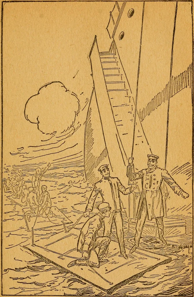An illustration from The submarine boys and the smugglers : or, Breaking up the New Jersey customs frauds, 1912, leaf 144