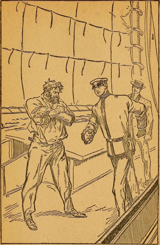 An illustration from The submarine boys and the smugglers : or, Breaking up the New Jersey customs frauds, 1912, leaf 232