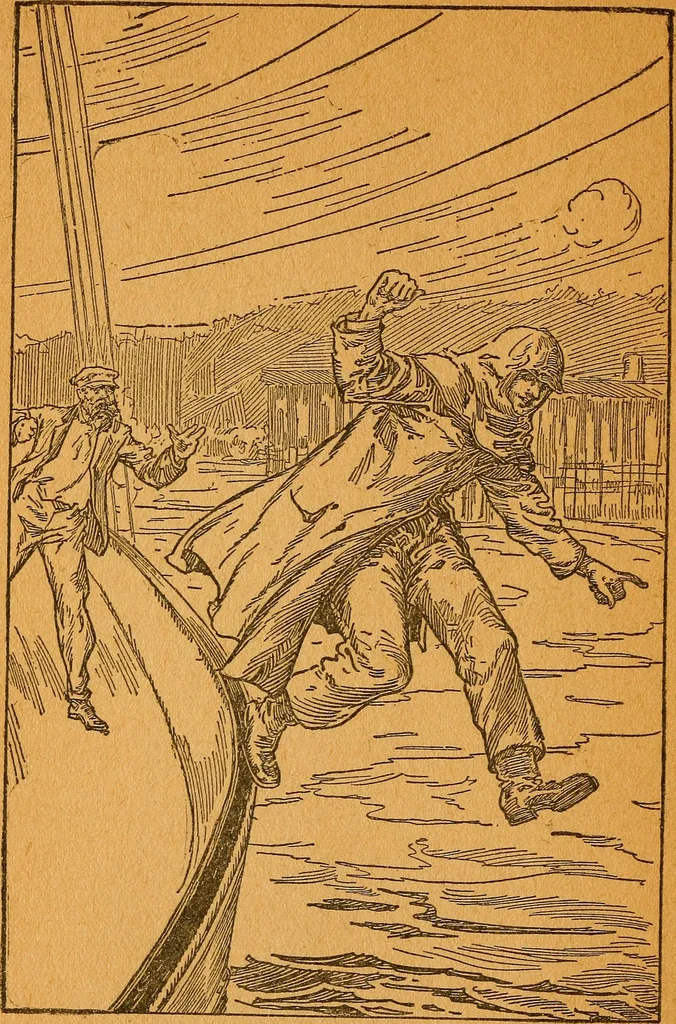 An illustration from The submarine boys and the smugglers : or, Breaking up the New Jersey customs frauds, 1912, leaf 5