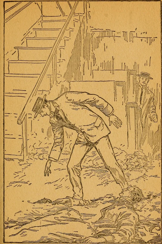 An illustration from The submarine boys and the smugglers : or, Breaking up the New Jersey customs frauds, 1912, leaf 96