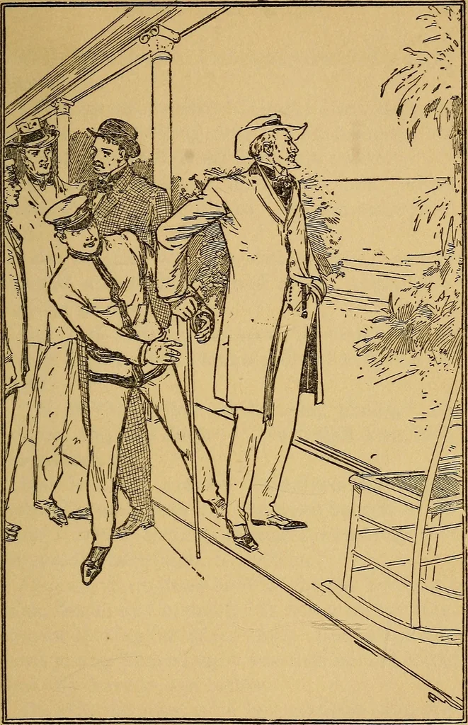 An illustration from The submarine boys and the spies : or, Dodging the sharks of the deep, 1910, leaf 224