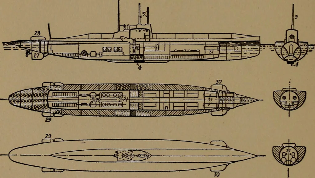 An illustration from The submarine in war and peace; its developments and its possibilities, 1918, leaf 251
