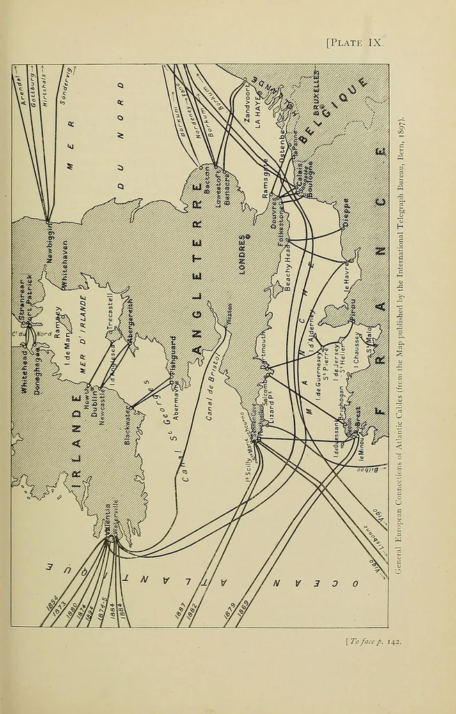 An illustration from Submarine telegraphs; their history, construction, and working. Founded in part on Wèunschendorff's 'Traitâe de tâelegraphie sous-marine' and compiled from authoritative and exclusive sources, 1898, leaf 215