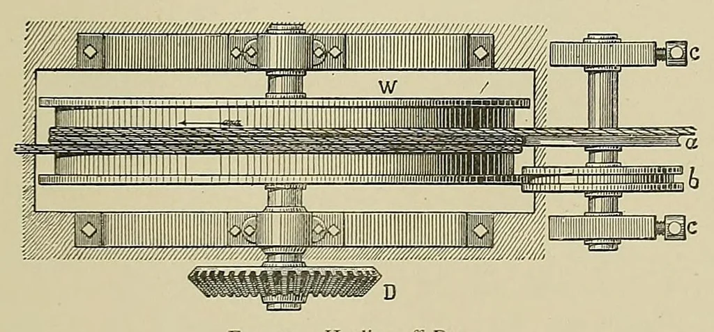 An illustration from Submarine telegraphs; their history, construction, and working. Founded in part on Wèunschendorff's 'Traitâe de tâelegraphie sous-marine' and compiled from authoritative and exclusive sources, 1898, leaf 553