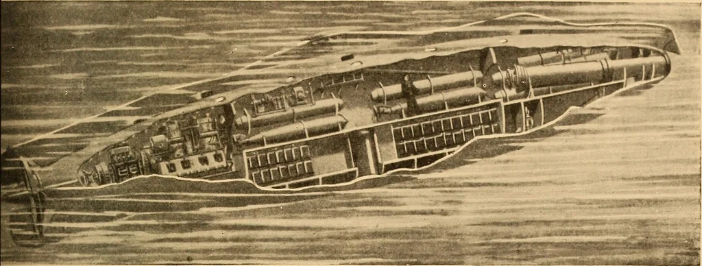 An illustration from Submarine warfare, past, present and future, 1902, leaf 142