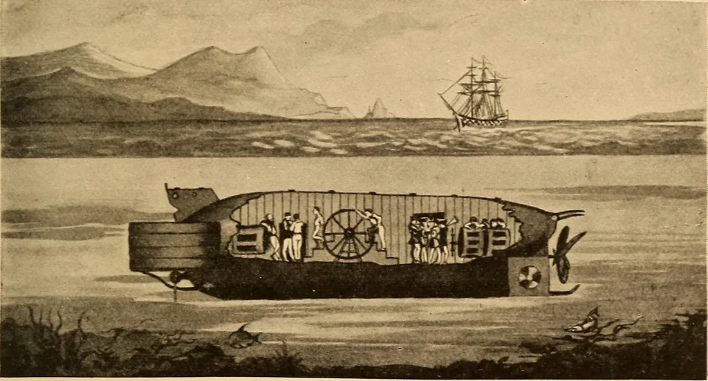 An illustration from Submarine warfare, past, present and future, 1902, leaf 198