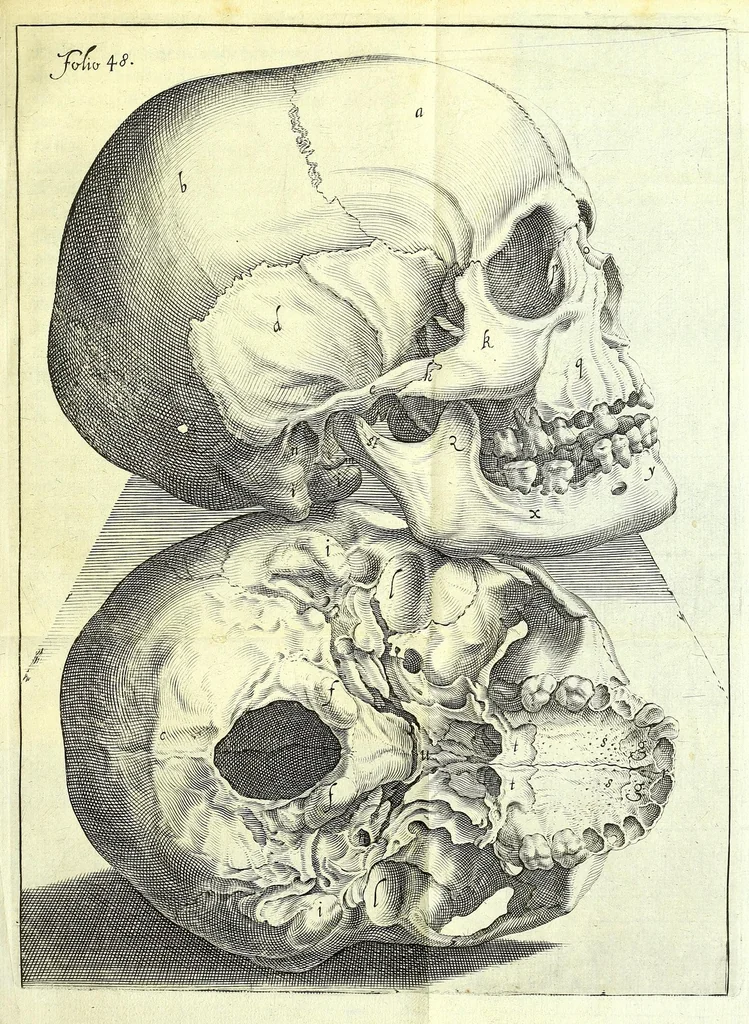 An illustration from Succenturiatus anatomicus : continens commentaria in Hippocratem : De capitis vulneribus :, 1616, leaf 83